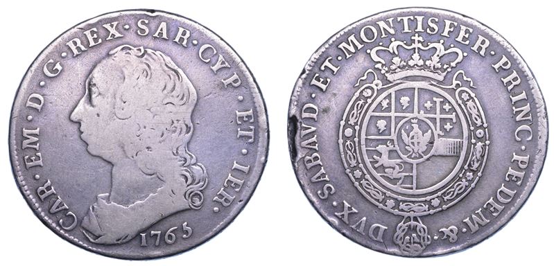 REGNO DI SARDEGNA. CARLO EMANUELE III DI SAVOIA, 1755-1773 (II periodo).   Scudo Nuovo 1765.  - Asta Numismatica Light - Cambi Casa d'Aste