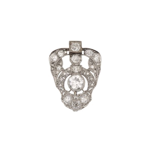 Old-cut diamond and platinum brooch