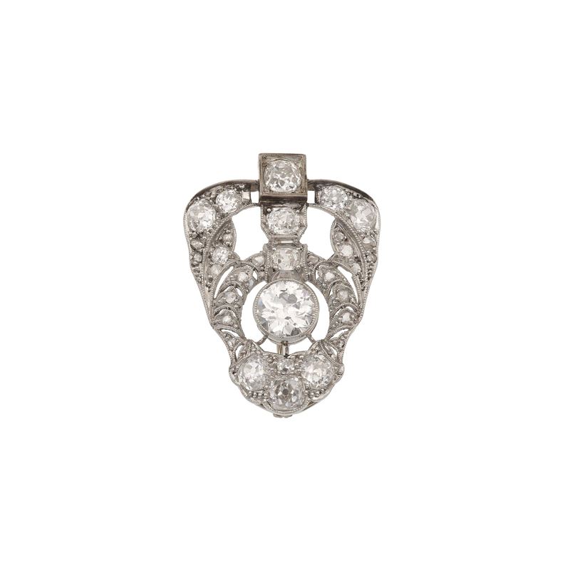 Old-cut diamond and platinum brooch  - Auction Fine Jewellery - Cambi Casa d'Aste