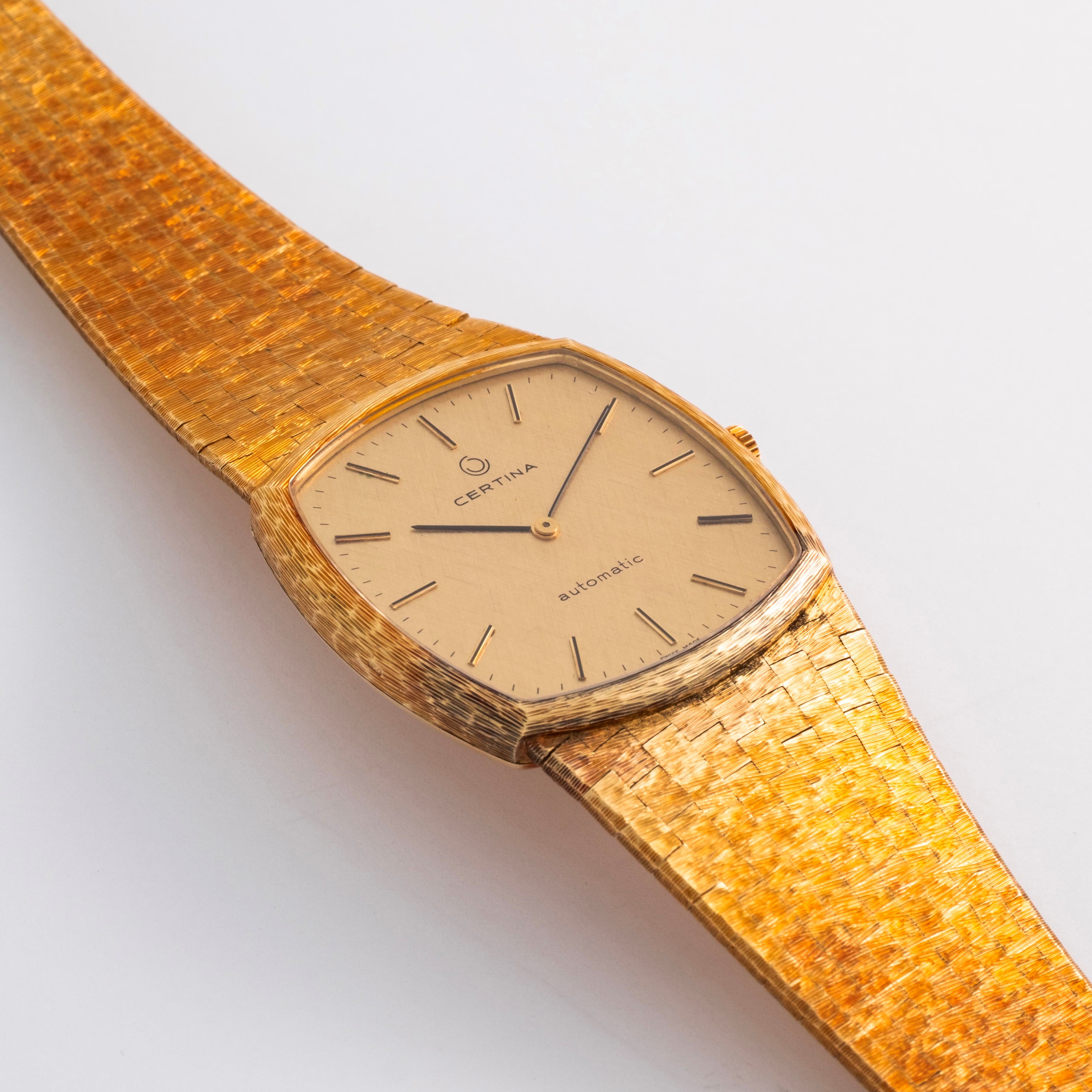 Certina - Orologio automatico in oro giallo 18k con bracciale integrato, circa 1970