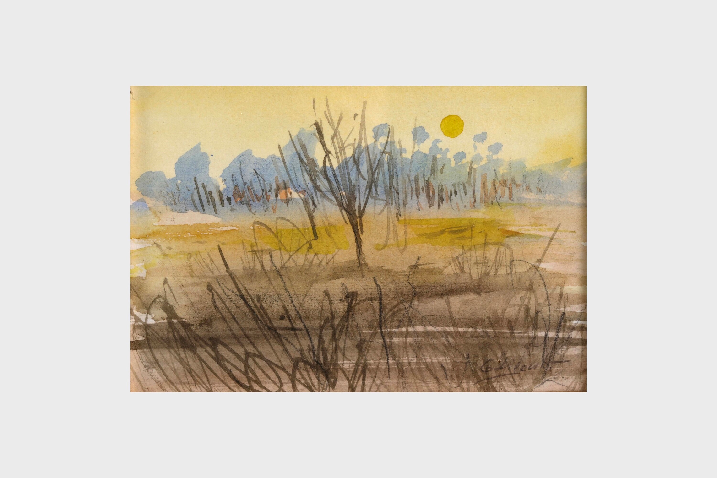 Giuseppe Ligonto, Paesaggio, acquerello su carta