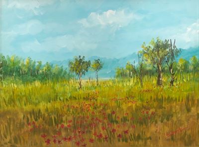 Giuseppe Ligonto, Paesaggio agreste, olio su tela