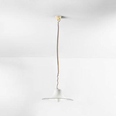 Lampada a sospensione in plastica e vetro (prod. Leucos, Italia, circa 1970)