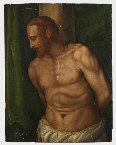 Scuola del XVI secolo, Cristo alla colonna, olio su tavola