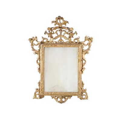 Specchiera Luigi XV, cornice intagliata traforata e dorata (XVIII secolo)