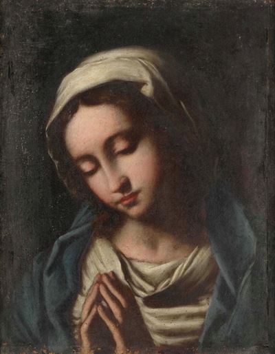 Vergine in preghiera, olio su tela