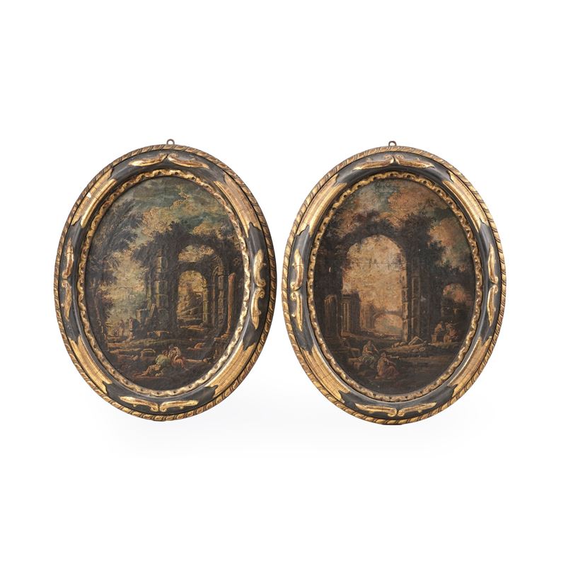 Manrico Marinozzi : Coppia di capricci architettonici con figure  - Auction Antiques - Cambi Casa d'Aste