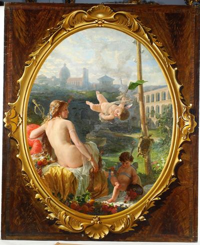 Scuola del XIX secolo, Venere e Cupido, olio su tela, 206 x 246 cm