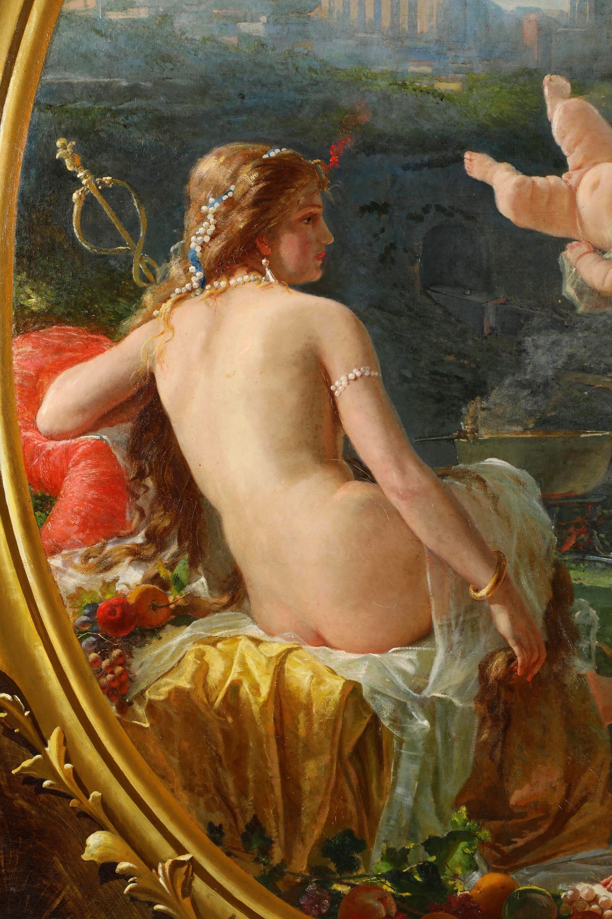 Scuola del XIX secolo, Venere e Cupido, olio su tela, 206 x 246 cm