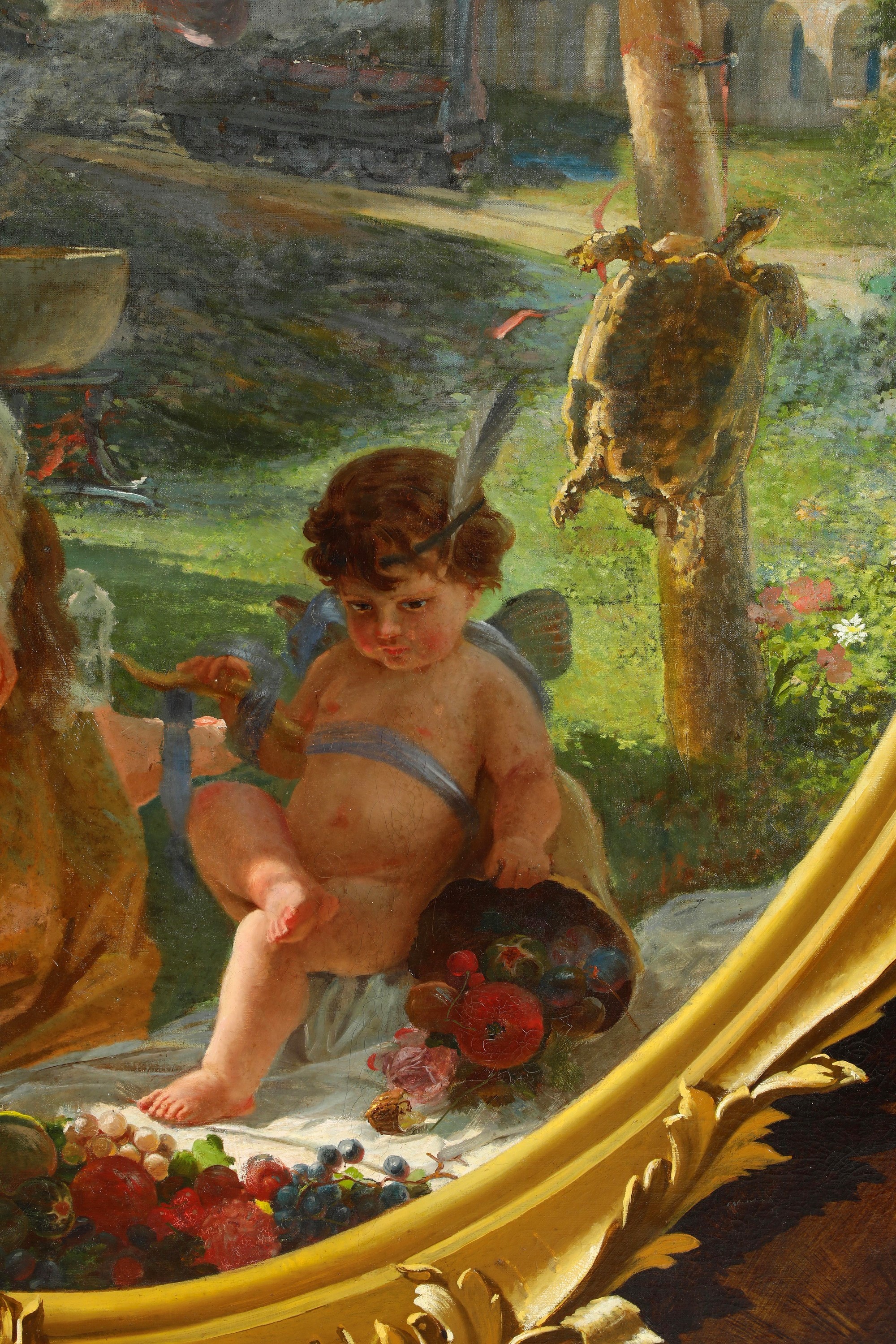 Scuola del XIX secolo, Venere e Cupido, olio su tela, 206 x 246 cm