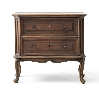 Comoncino a due cassetti, XIX-XX secolo, mobile in legno