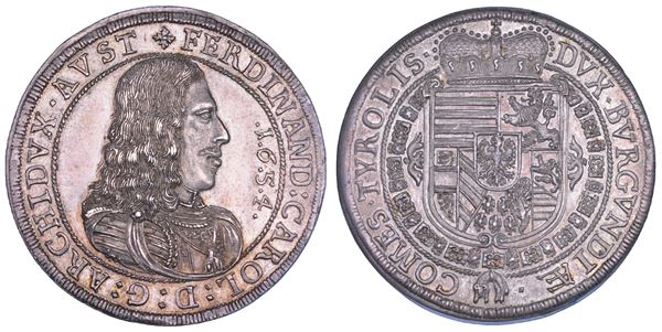 AUSTRIA. FERDINAND KARL, 1646-1662. Taler 1654. Hall.