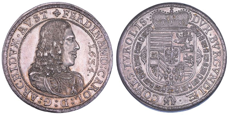 AUSTRIA. FERDINAND KARL, 1646-1662. Taler 1654. Hall.  - Asta Numismatica - Cambi Casa d'Aste