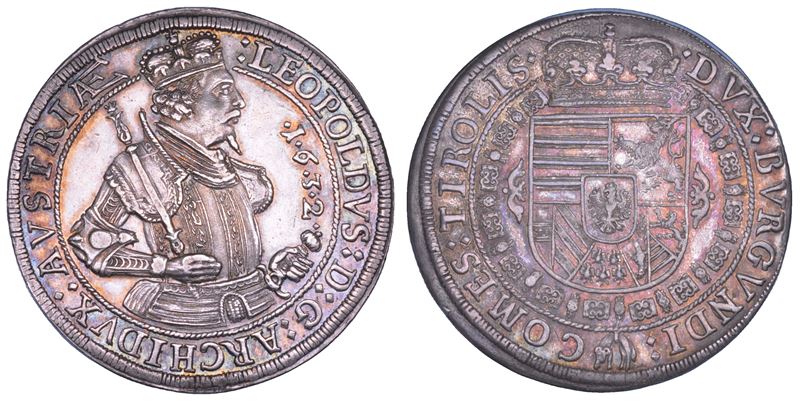 AUSTRIA. LEOPOLD V, 1619-1632. Taler 1632. Hall.  - Asta Numismatica - Cambi Casa d'Aste