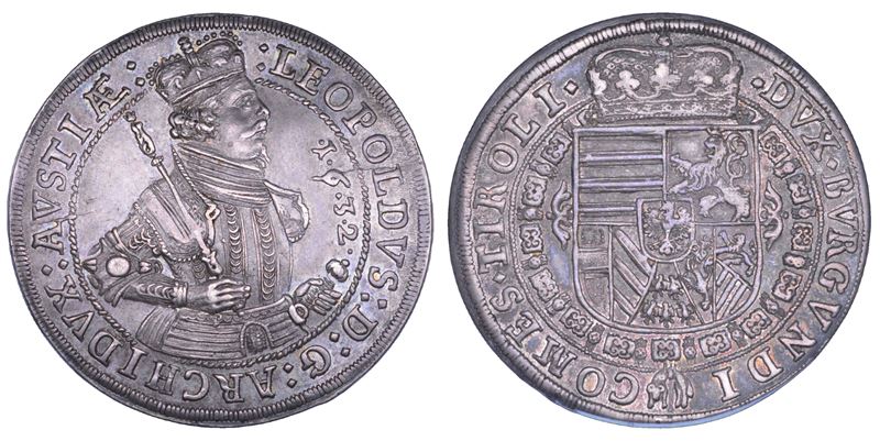 AUSTRIA. LEOPOLD V, 1619-1632. Taler 1632. Hall.  - Auction Numismatics - Cambi Casa d'Aste
