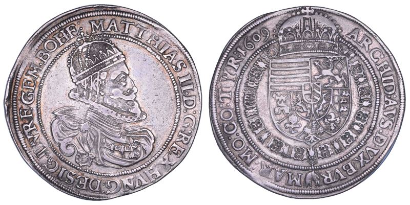 AUSTRIA. MATTHIAS II, 1608-1619. Taler 1609. Wien.  - Auction Numismatics - Cambi Casa d'Aste