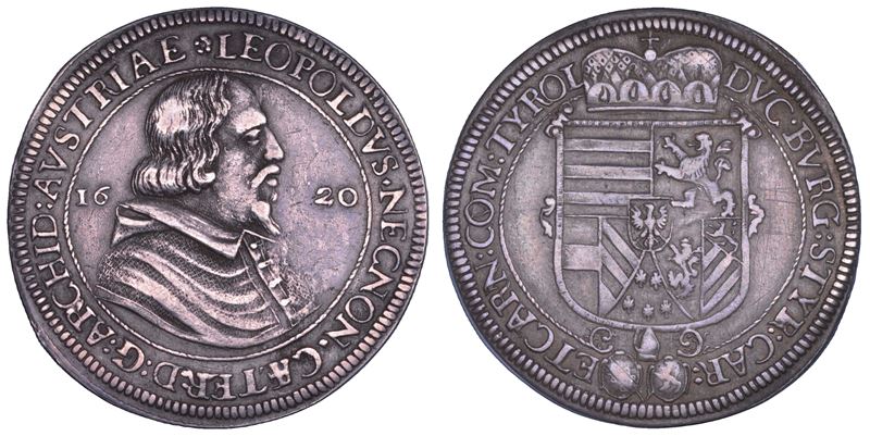 AUSTRIA. LEOPOLD V, 1619-1632. Taler 1620. Hall.  - Auction Numismatics - Cambi Casa d'Aste