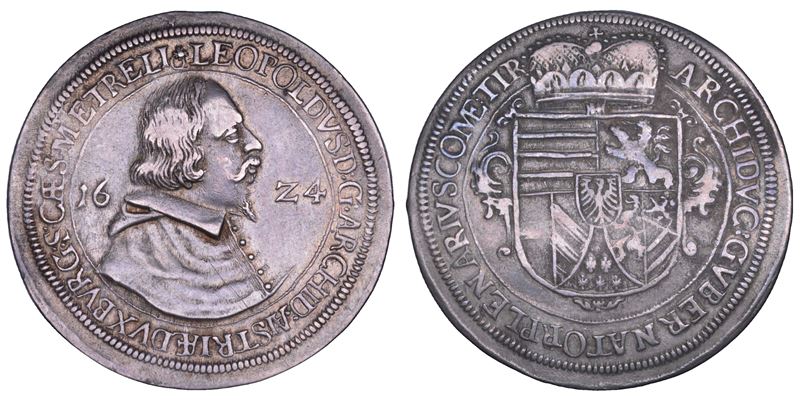 AUSTRIA. LEOPOLD V, 1619-1632. Taler 1624. Hall.  - Auction Numismatics - Cambi Casa d'Aste