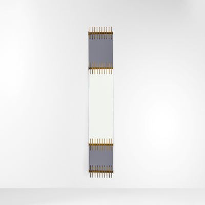 Specchiera in ottone con cristallo fumé e specchiato, 1958