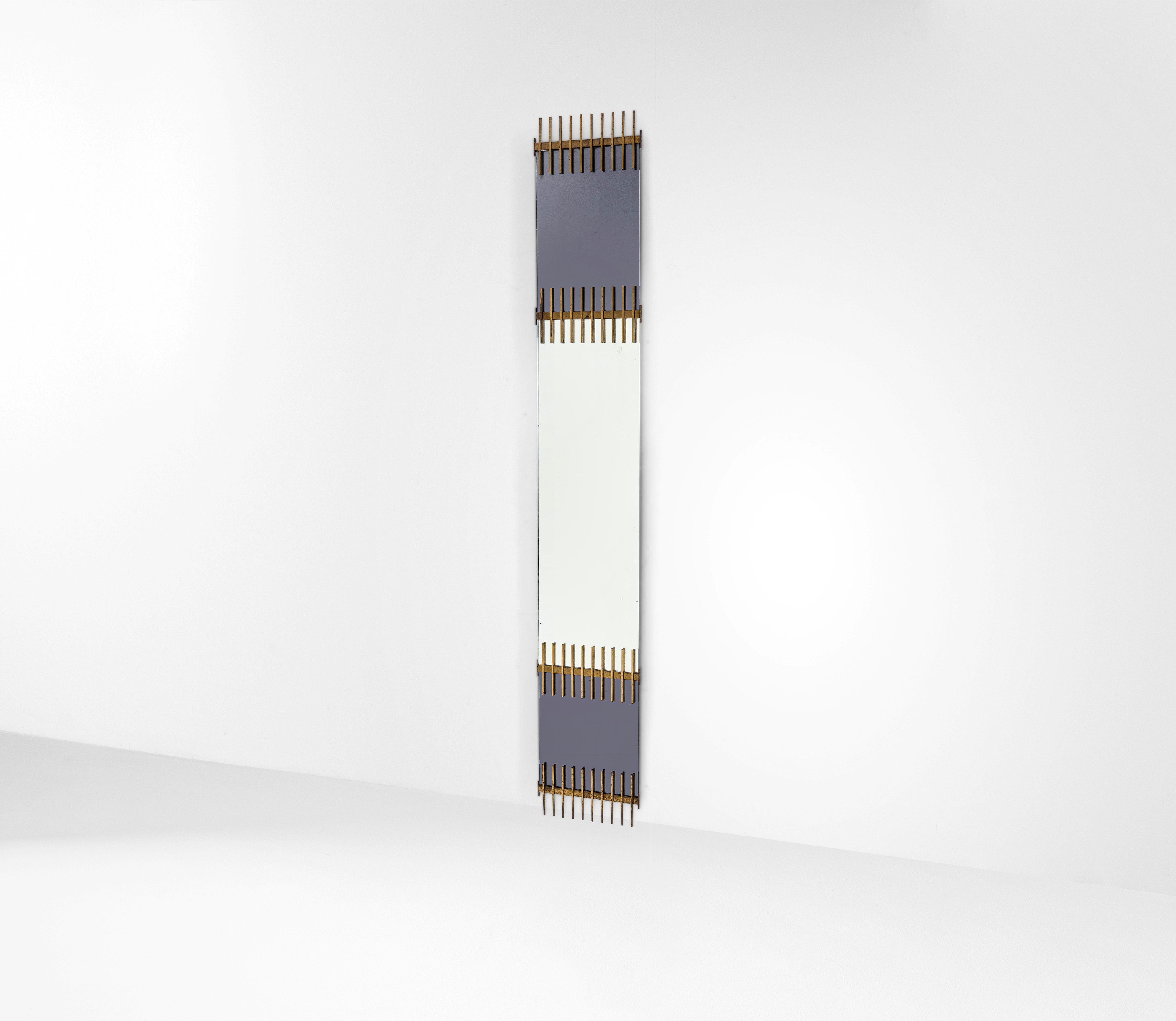 Ettore Sottsass - Specchiera in ottone con cristallo fumé e specchiato, 1958
