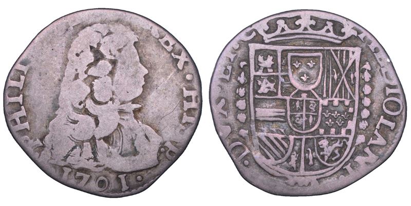 MILANO. FILIPPO V DI BORBONE, 1701-1706. Ottavo di Filippo 1701.  - Asta Numismatica - Cambi Casa d'Aste