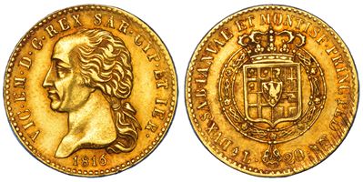 Regno di Sardegna, Vittorio Emanuele I di Savoia, 20 Lire 1816, Torino