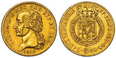 Regno di Sardegna, Vittorio Emanuele I di Savoia, 20 Lire 1819, Torino