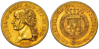 Regno di Sardegna, Vittorio Emanuele I di Savoia, 20 Lire, 1820, Torino