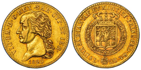 REGNO DI SARDEGNA. VITTORIO EMANUELE I DI SAVOIA, 1802-1821. 20 Lire 1820. Torino.