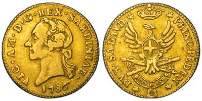 Regno di Sardegna, Vittorio Amedeo III di Savoia, Mezza Doppia Nuova, 1786, Torino