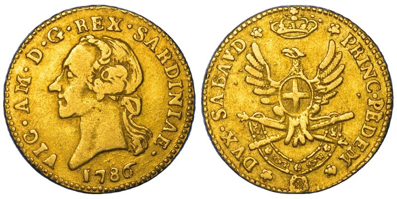 REGNO DI SARDEGNA. VITTORIO AMEDEO III DI SAVOIA, 1773-1796. Mezza Doppia Nuova 1786. Torino.  - Asta Numismatica - Cambi Casa d'Aste