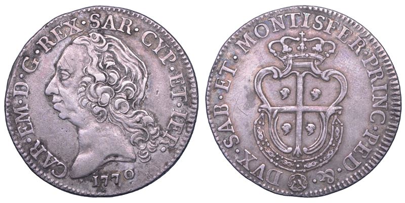 REGNO DI SARDEGNA. CARLO EMANUELE III DI SAVOIA, 1755-1773 (II PERIODO). Mezzo Scudo Sardo 1770.  - Asta Numismatica - Cambi Casa d'Aste