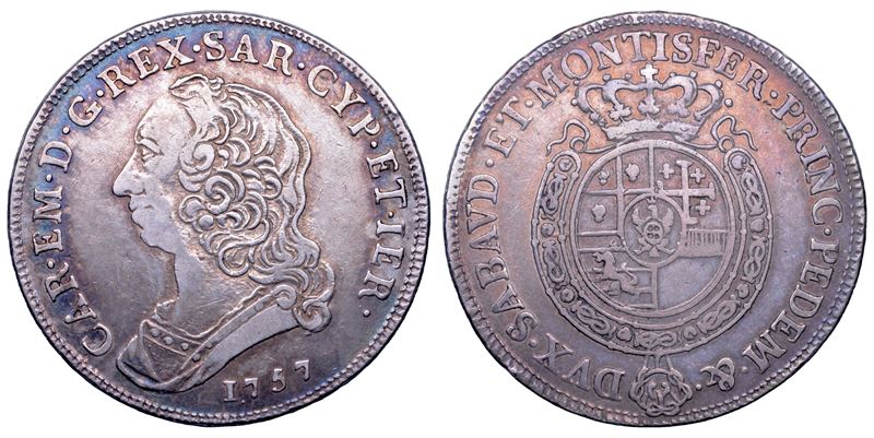 REGNO DI SARDEGNA. CARLO EMANUELE III DI SAVOIA, 1755-1773 (II PERIODO). Mezzo Scudo Nuovo 1757.  - Auction Numismatics - Cambi Casa d'Aste