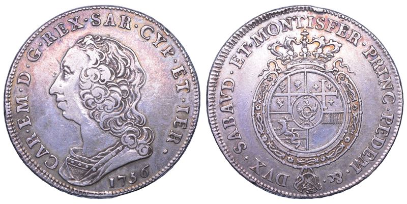 REGNO DI SARDEGNA. CARLO EMANUELE III DI SAVOIA, 1755-1773 (II PERIODO). Scudo Nuovo 1756.  - Auction Numismatics - Cambi Casa d'Aste