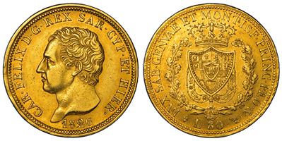 Regno di Sardegna, Carlo Felice di Savoia, 80 Lire 1826, Torino