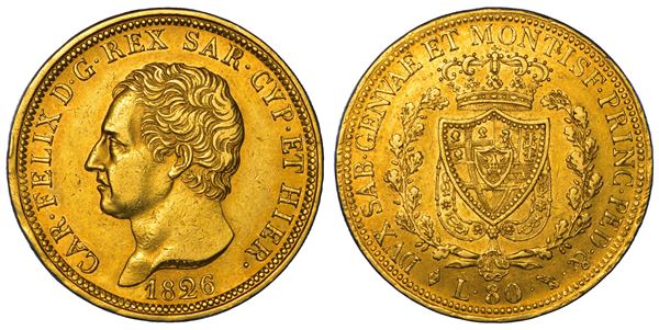 REGNO DI SARDEGNA. CARLO FELICE DI SAVOIA, 1821-1831. 80 Lire 1826. Torino.