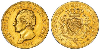 Regno di Sardegna, Carlo Felice di Savoia, 20 Lire 1823, Torino