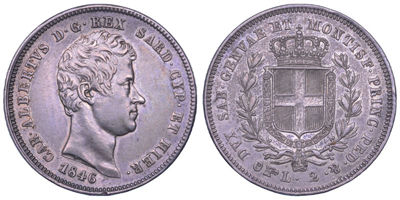 REGNO DI SARDEGNA. CARLO ALBERTO DI SAVOIA, 1831-1849. 2 Lire 1846. Torino.  - Asta Numismatica - Cambi Casa d'Aste