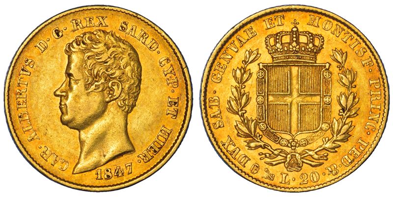 REGNO DI SARDEGNA. CARLO ALBERTO DI SAVOIA, 1831-1849. 20 Lire 1847. Genova.  - Asta Numismatica - Cambi Casa d'Aste
