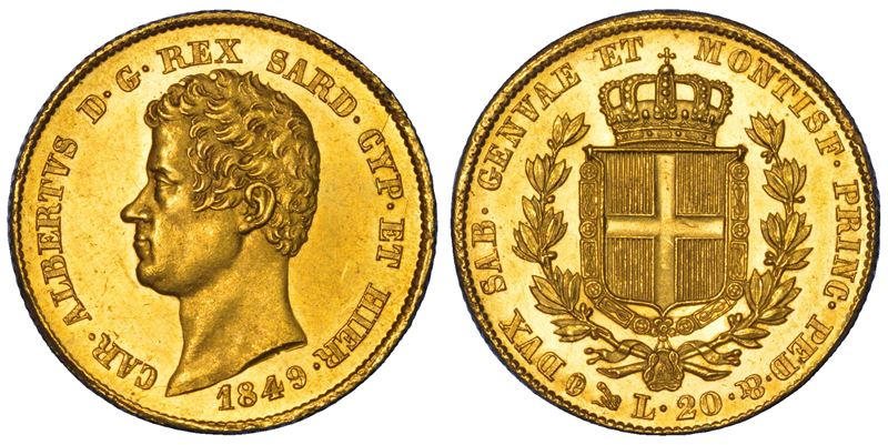 REGNO DI SARDEGNA. CARLO ALBERTO DI SAVOIA, 1831-1849. 20 Lire 1849. Genova.  - Auction Numismatics - Cambi Casa d'Aste