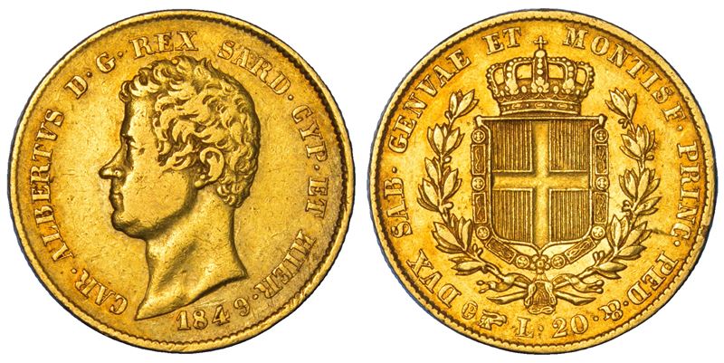 REGNO DI SARDEGNA. CARLO ALBERTO DI SAVOIA, 1831-1849. 20 Lire 1849. Torino.  - Asta Numismatica - Cambi Casa d'Aste