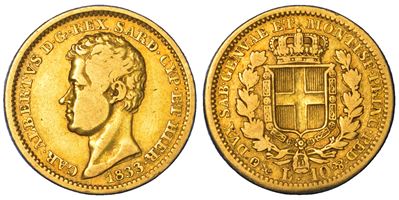Carlo Alberto di Savoia, 10 Lire 1833, Regno di Sardegna