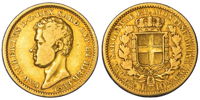 REGNO DI SARDEGNA. CARLO ALBERTO DI SAVOIA, 1831-1849. 10 Lire 1833. Genova.  - Auction Numismatics - Cambi Casa d'Aste