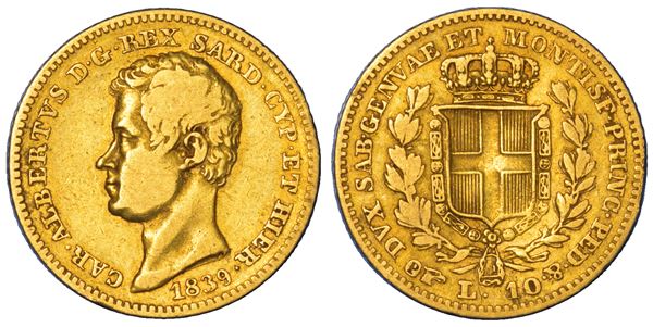 REGNO DI SARDEGNA. CARLO ALBERTO DI SAVOIA, 1831-1849. 10 Lire 1839. Torino.