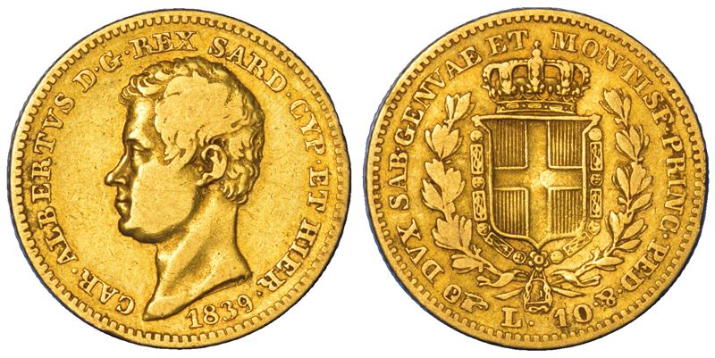 REGNO DI SARDEGNA. CARLO ALBERTO DI SAVOIA, 1831-1849. 10 Lire 1839. Torino.  - Asta Numismatica - Cambi Casa d'Aste