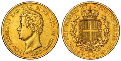 Regno di Sardegna, Carlo Alberto di Savoia, 20 Lire 1834, Genova