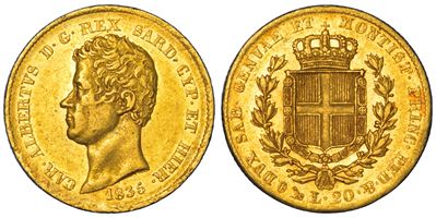 Carlo Alberto di Savoia, Moneta da 20 Lire del 1835, Regno di Sardegna, Genova