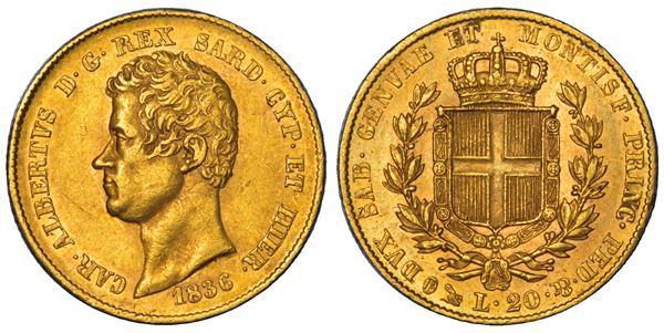 REGNO DI SARDEGNA. CARLO ALBERTO DI SAVOIA, 1831-1849. 20 Lire 1836. Genova.