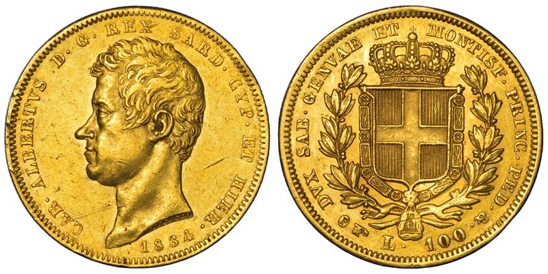 REGNO DI SARDEGNA. CARLO ALBERTO DI SAVOIA, 1831-1849. 100 Lire 1834. Torino.  - Asta Numismatica - Cambi Casa d'Aste