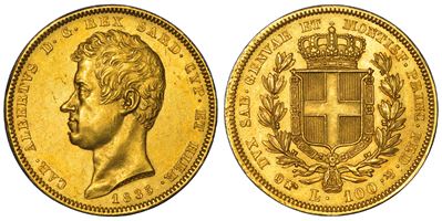 Regno di Sardegna, Carlo Alberto di Savoia, 100 Lire 1835, Torino